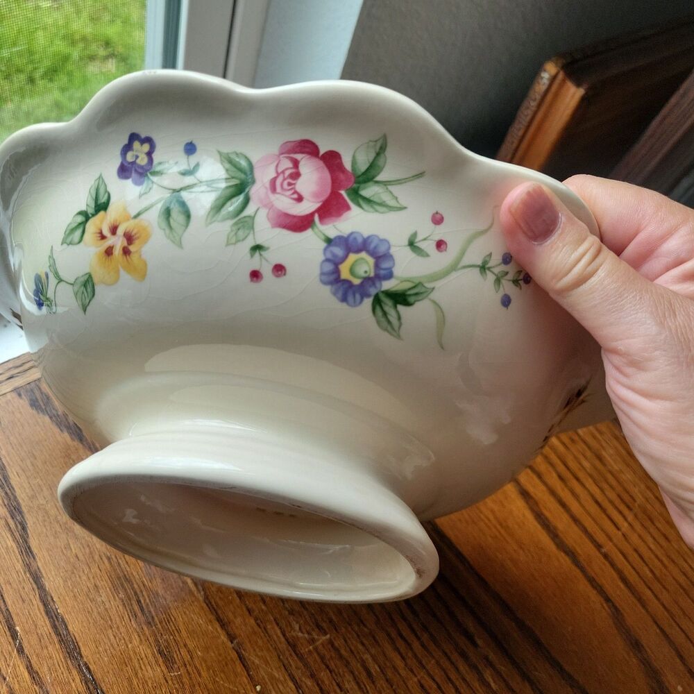 Vtg 1930s British Ceramic Pitcher & Wash Basin Bowl Set Floral Rose Art Deco Era - Picture 11 of 16
